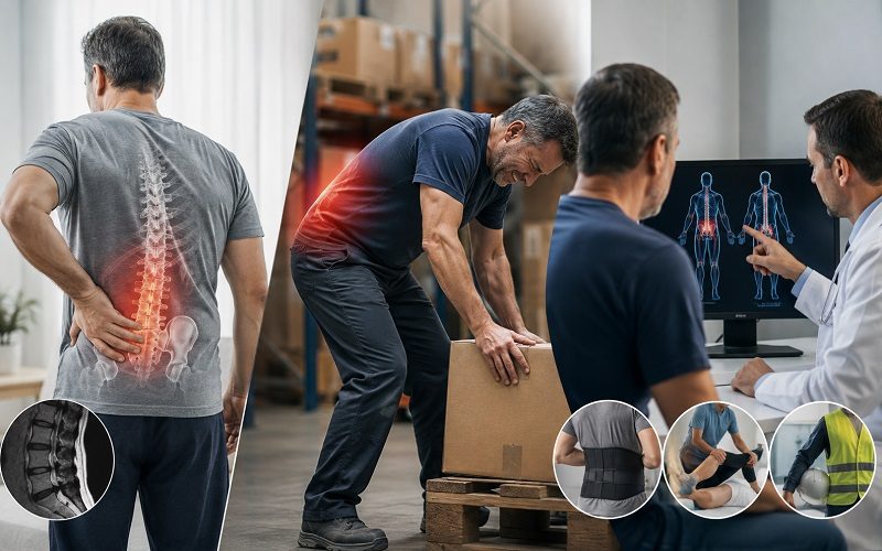 Employee with shoulder pain after a workplace lifting injury in California