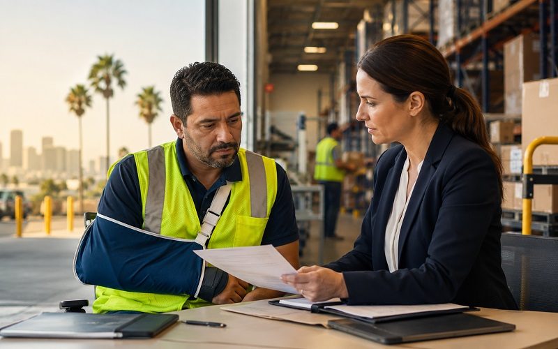 Amazon injury attorney reviewing a workplace injury case for a California Amazon employee